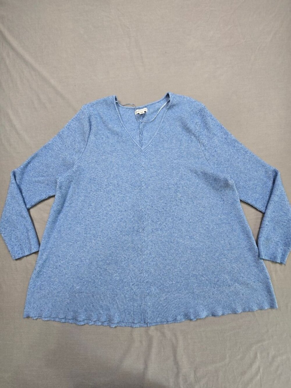 Croft&Barrow 2X V Neck Blue Sweater Long Sleeve Ribbed Knit